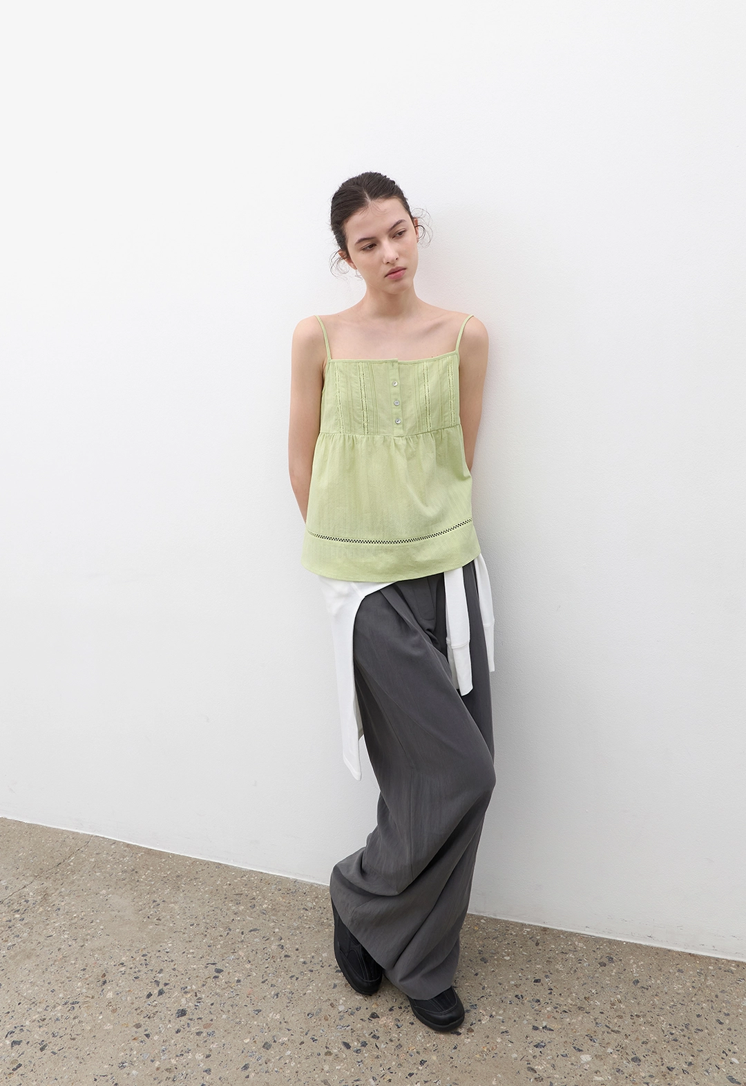 아뜰리에 나인 (BL-4418)PINTUCK LACE COTTON BLOUSE 상품 이미지 2