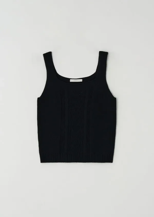 whole garment knit sleeveless-black