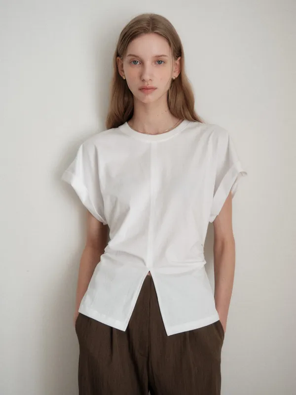 Pintuck Slit Line T-shirt_2color