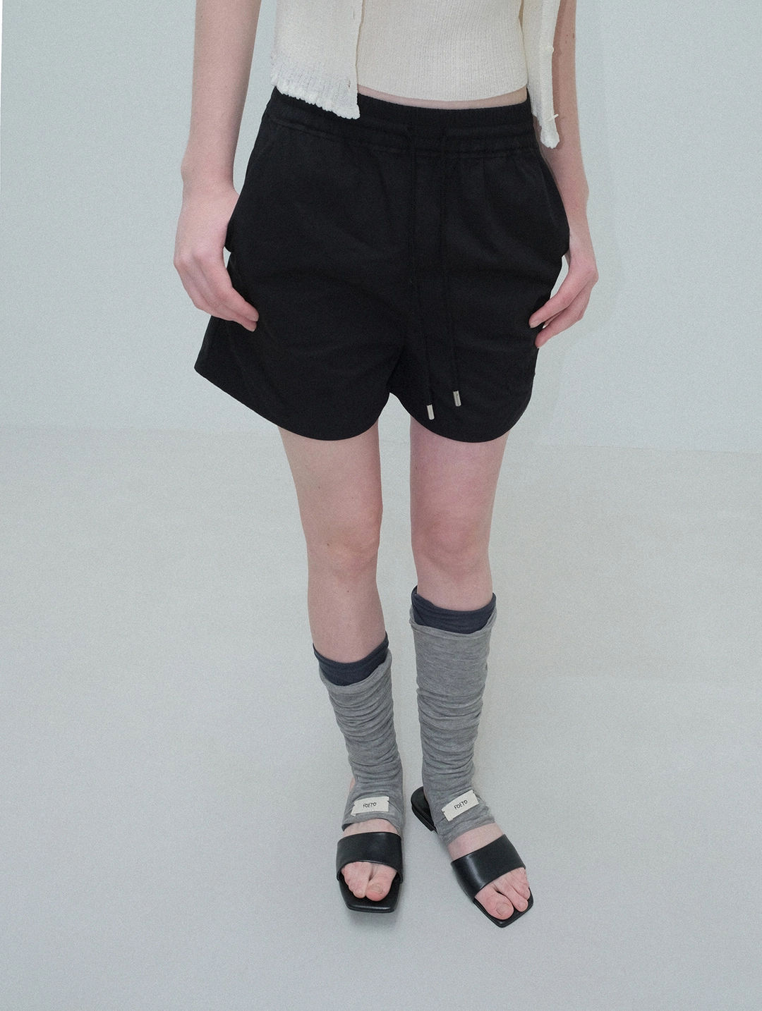 포에토 Buddy stitch banding pants - black 상품 이미지 2
