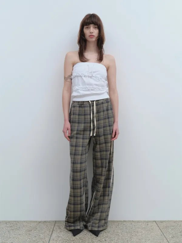 Curved Loose Track Pants [Brown]
