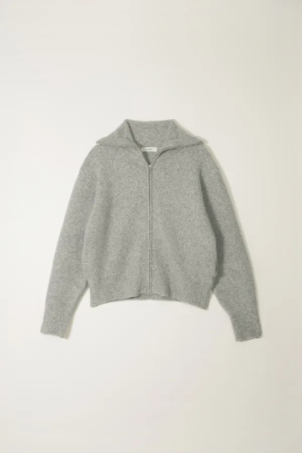 FOX TURTLE NECK KNIT ZIPUP_MELANGE