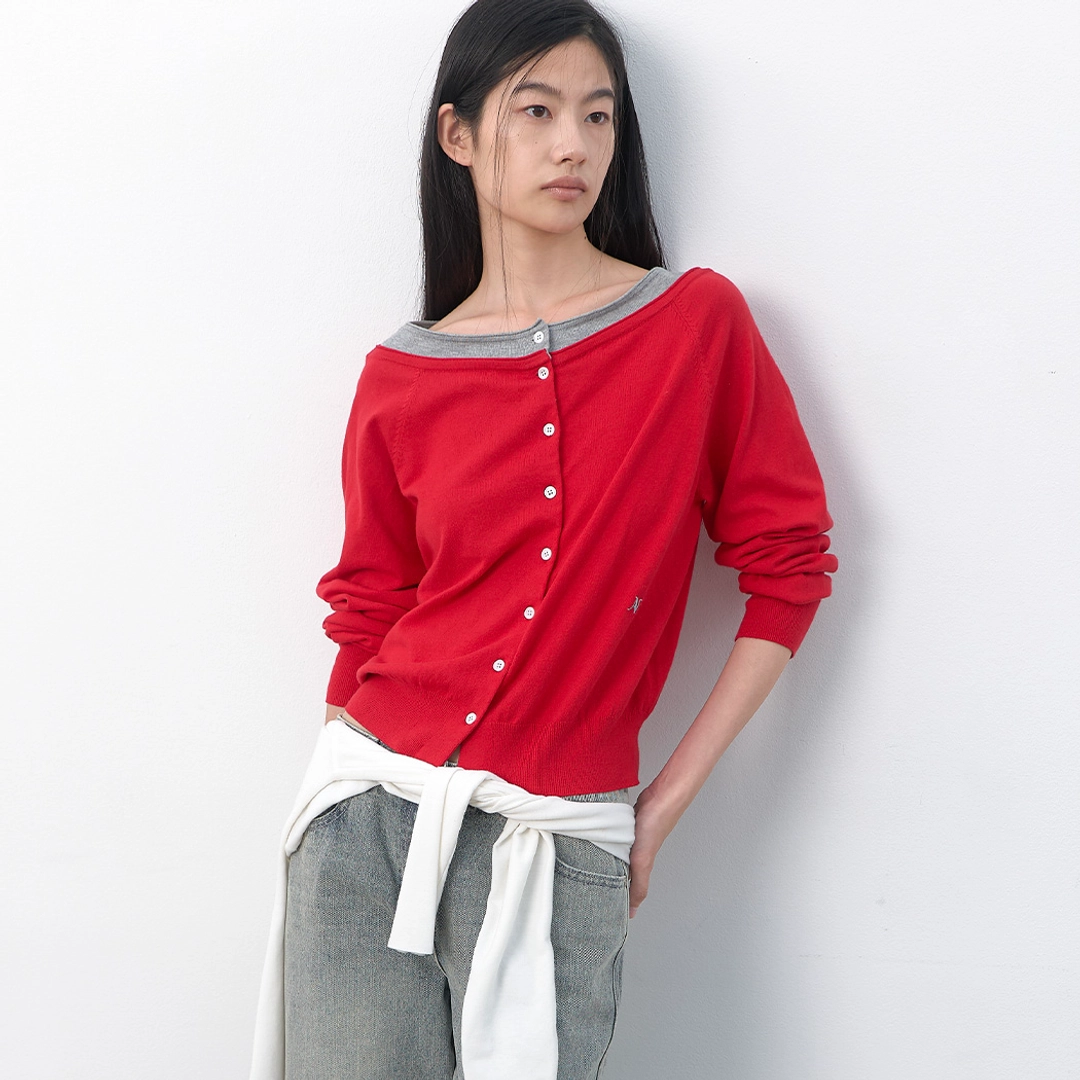 아뜰리에 나인 (CD-2275)DOUBLE LAYERED COLOR POINT CARDIGAN 상품 이미지 1