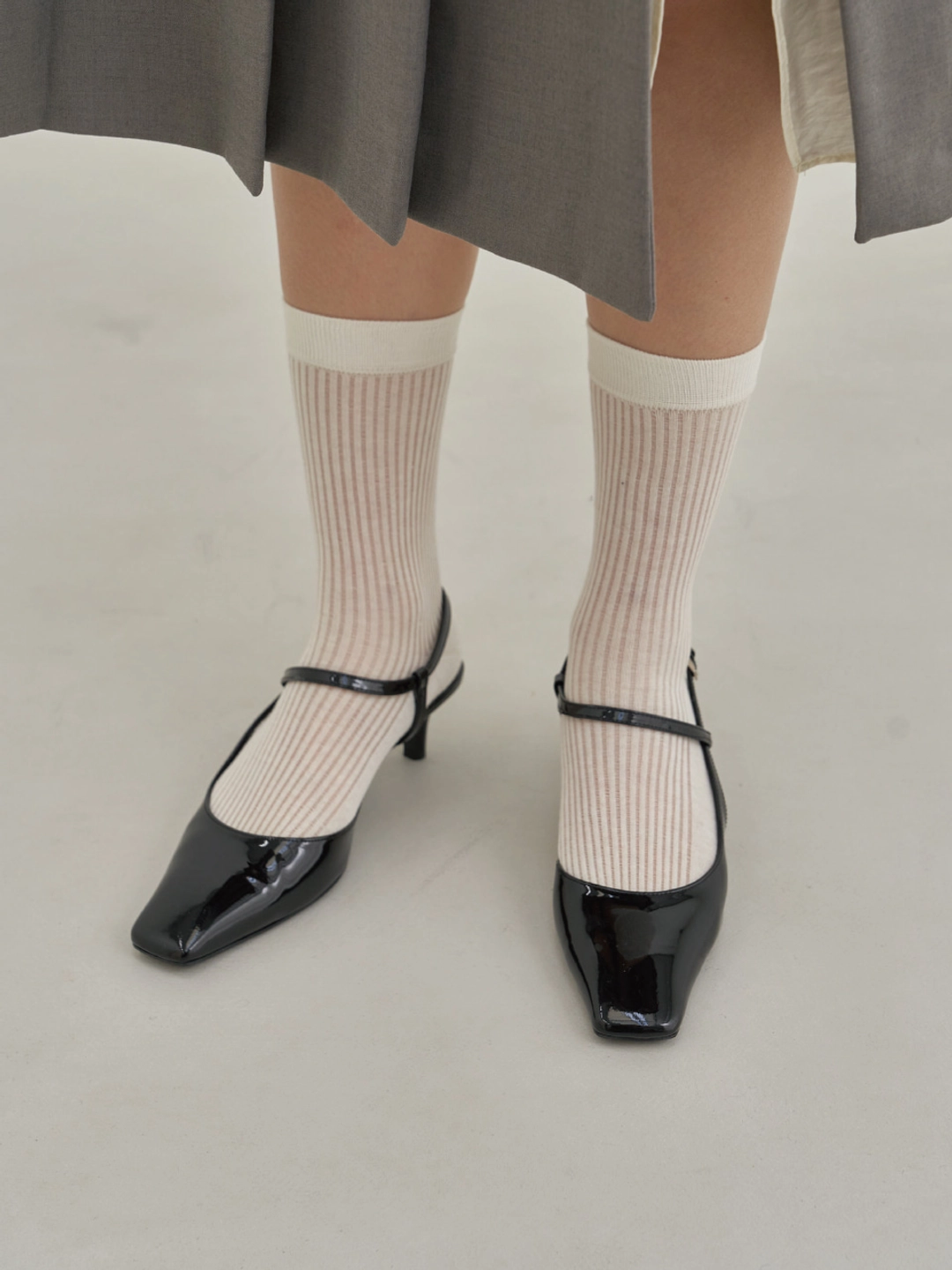러브듀이 [바잉] Stripe pre-fall socks (화이트,그레이,블랙) 상품 이미지 3
