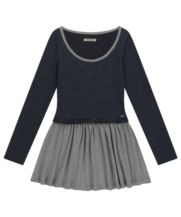COY STRIPE DRESS NAVY