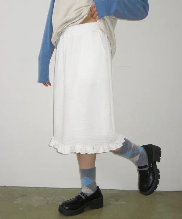 [10/1 순차배송] EMBO FRILL MIDI SKIRT WHITE