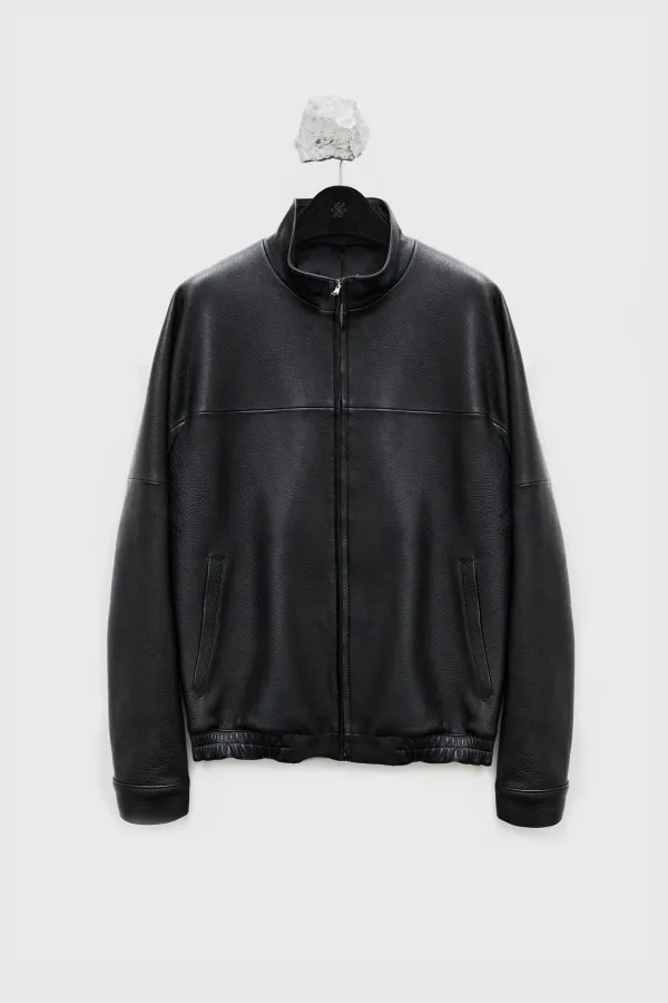 High-neck Leather Blouson