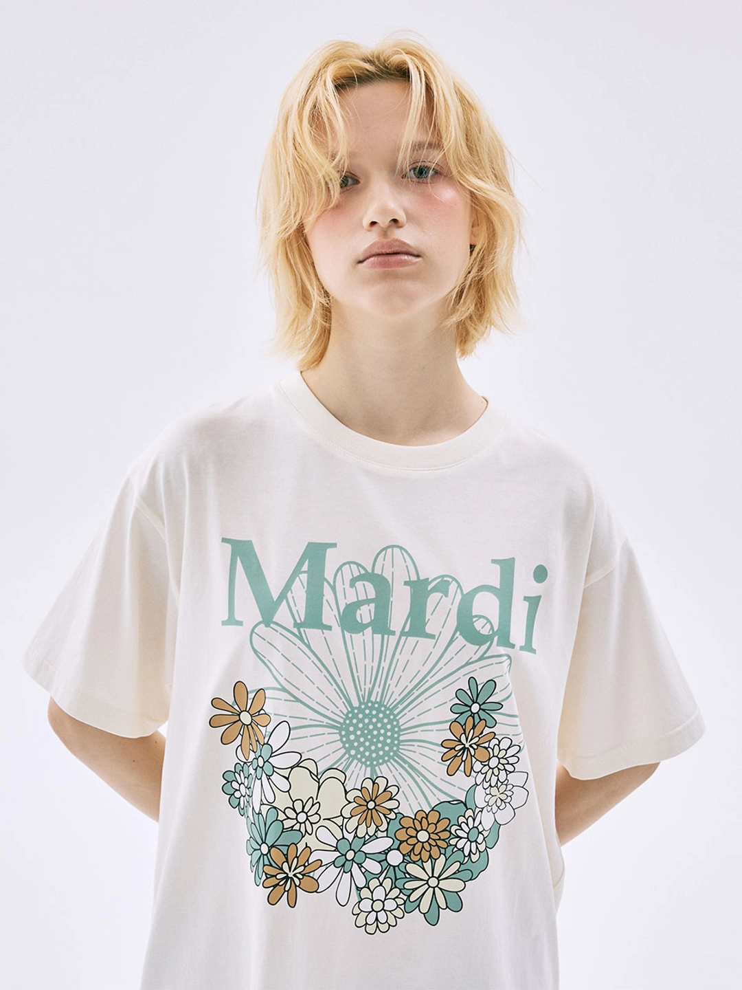 마르디 메크르디 TSHIRT FLOWERMARDI JARDIN_CREAM MOSSGREEN 상품 이미지 2
