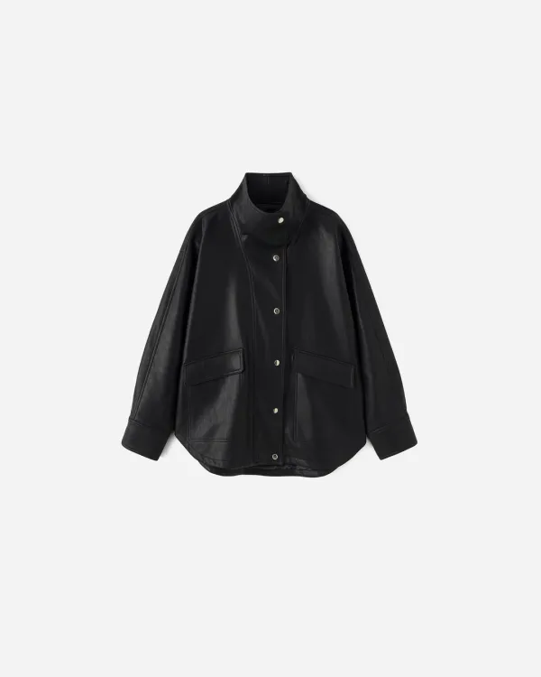 Mago High Neck Single Leather Jacket