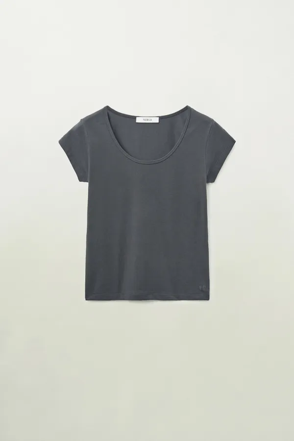 3rd/Lean U-neck tee (Charcoal)