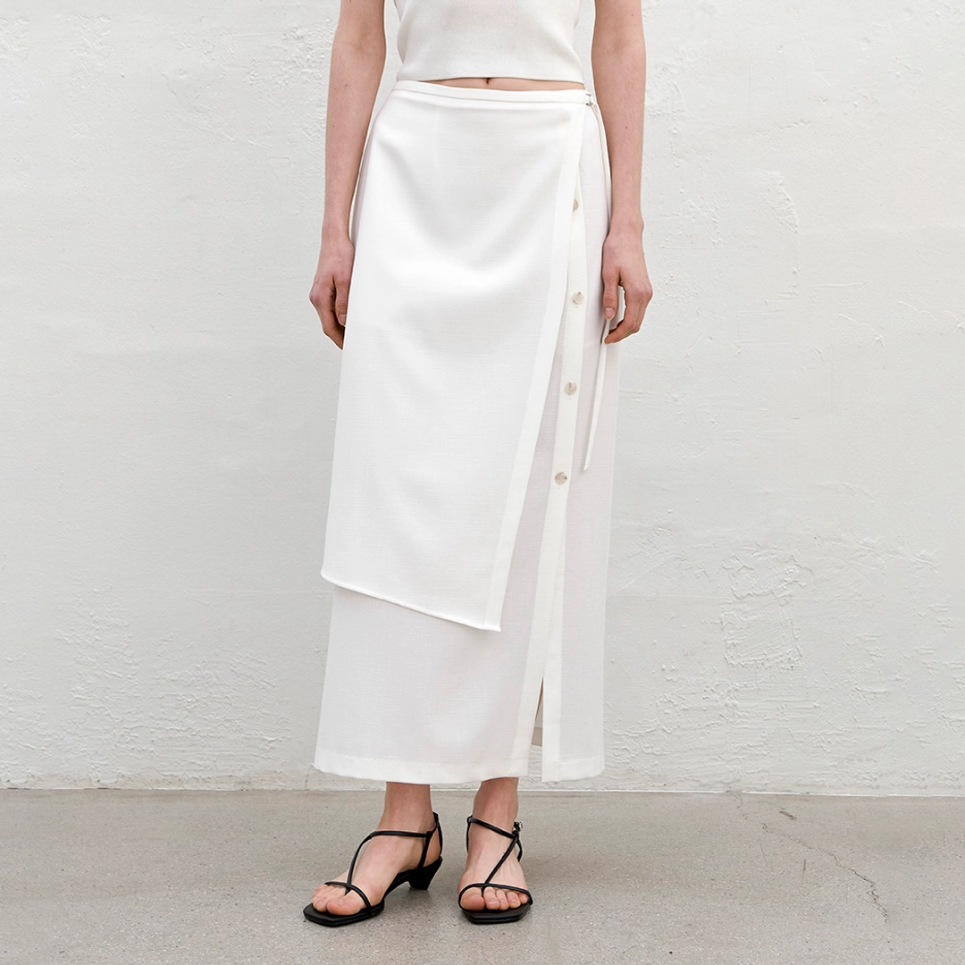 아뜰리에 나인 (SK-5013)BELTED WRAP BUTTON SLIT SKIRT 상품 이미지 2