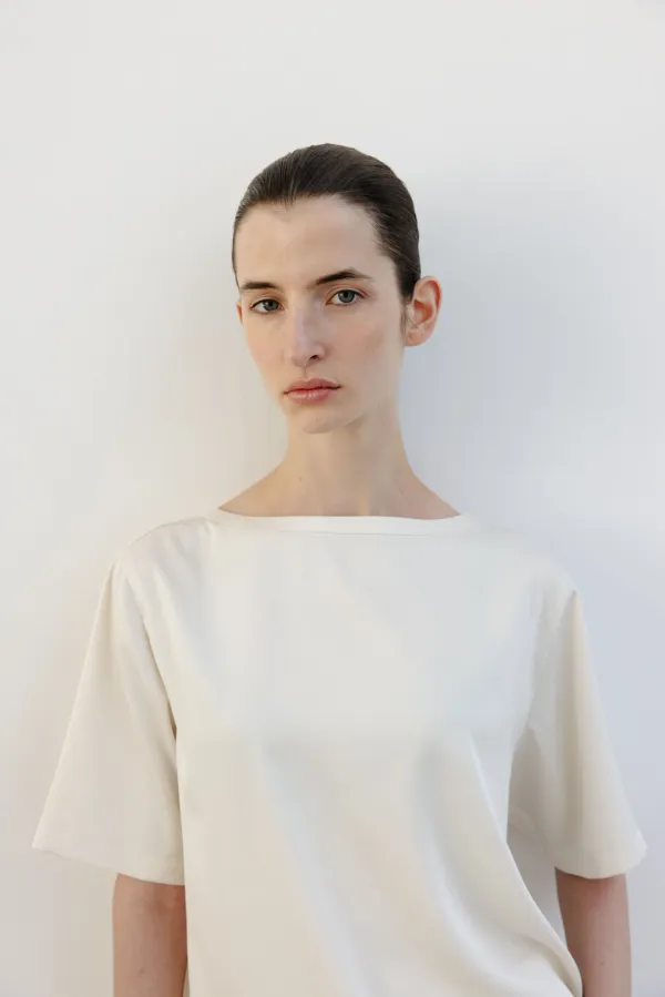 Fluid half sleeve blouse_ivory