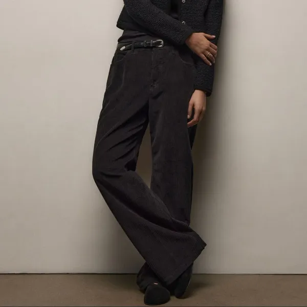 Corduroy Straight Leg Pant - Black