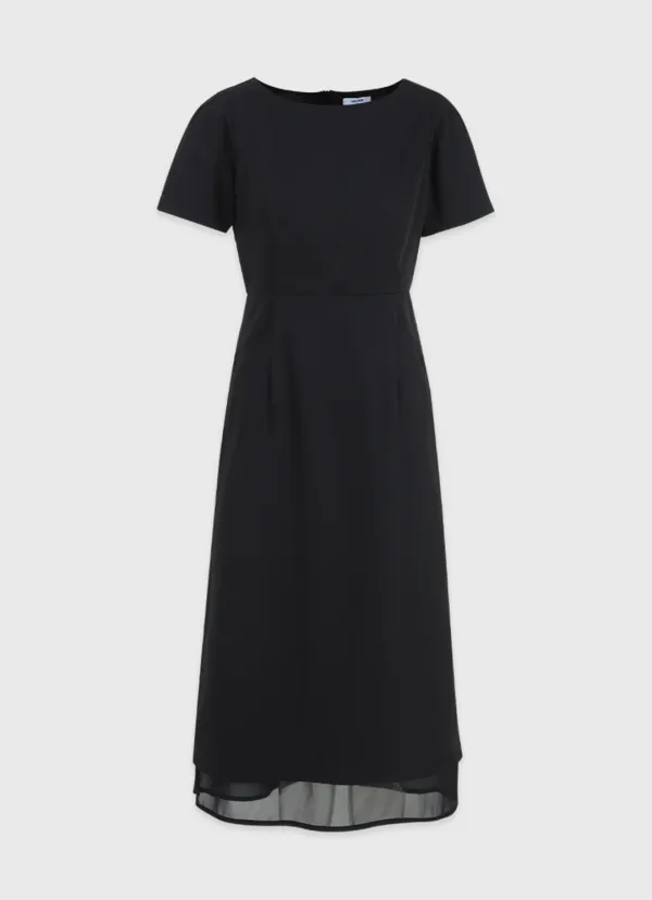  [44-120]  Bonita Chiffon Layered Long Dress  보니타 쉬폰 레이어드 롱 드레스 (여름-데일리룩-베이직-하객룩-오피스룩-출근룩-데이트룩-격식룩-레이어드-롱원피스-보트넥-빅사이즈-자체제작) 