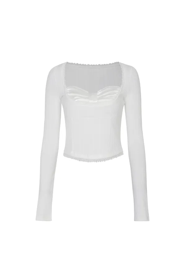 DAISY RIBBON TOP white