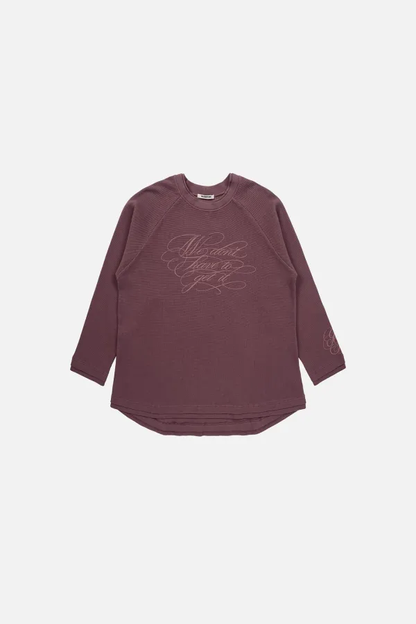 WAFFLE GRAPHIC OVERSIZED T SHIRT - BURGANDY