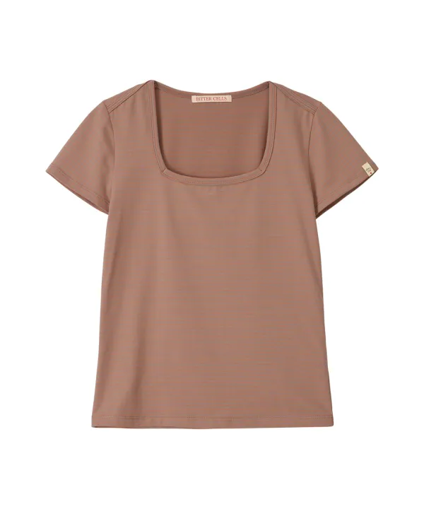 Essential ST Square Neck Tee-Brown