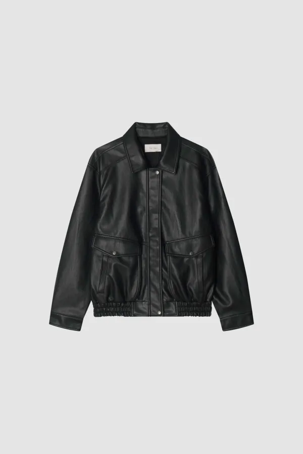 [6th 예약배송/9월 21일] Signature Vegan Leather Jacket_Black