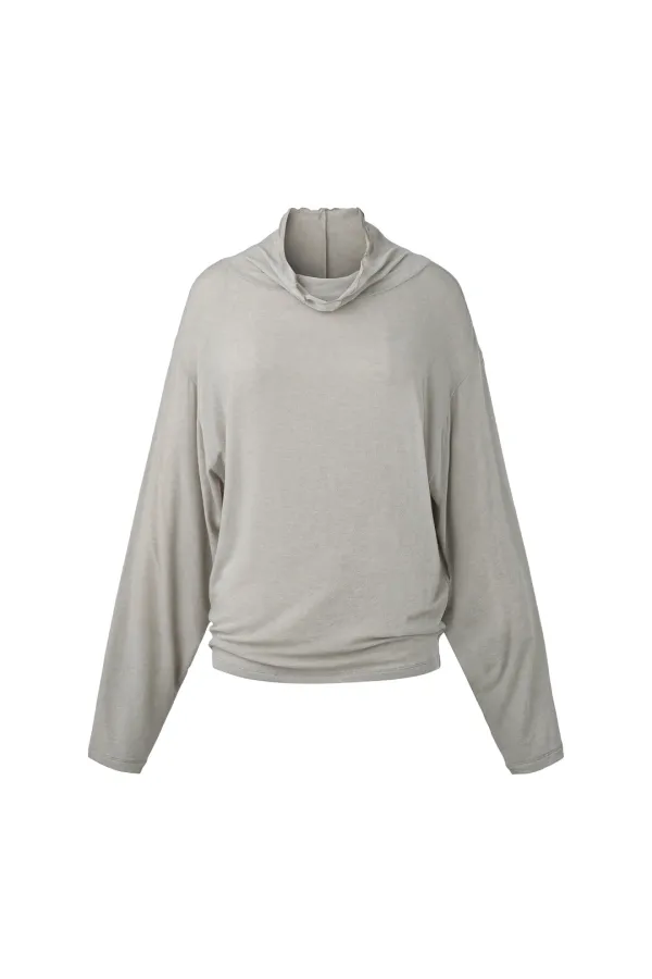 [1st REORDER] LOOSE-FIT DROP MOCK NECK TOP [GREY]