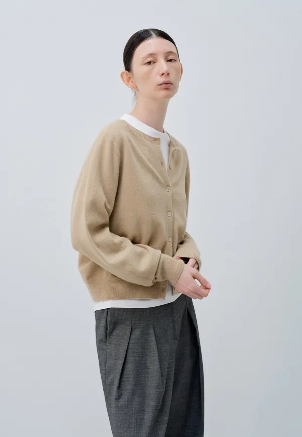 CASHMERE WHOLEGARMENT CARDIGAN_BEIGE