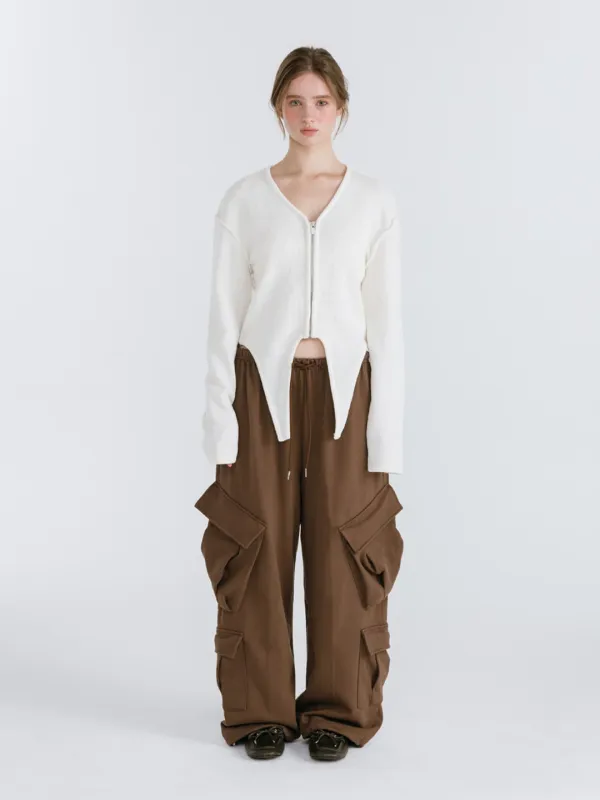 DOUBLE CARGO SWEATPANTS / BROWN