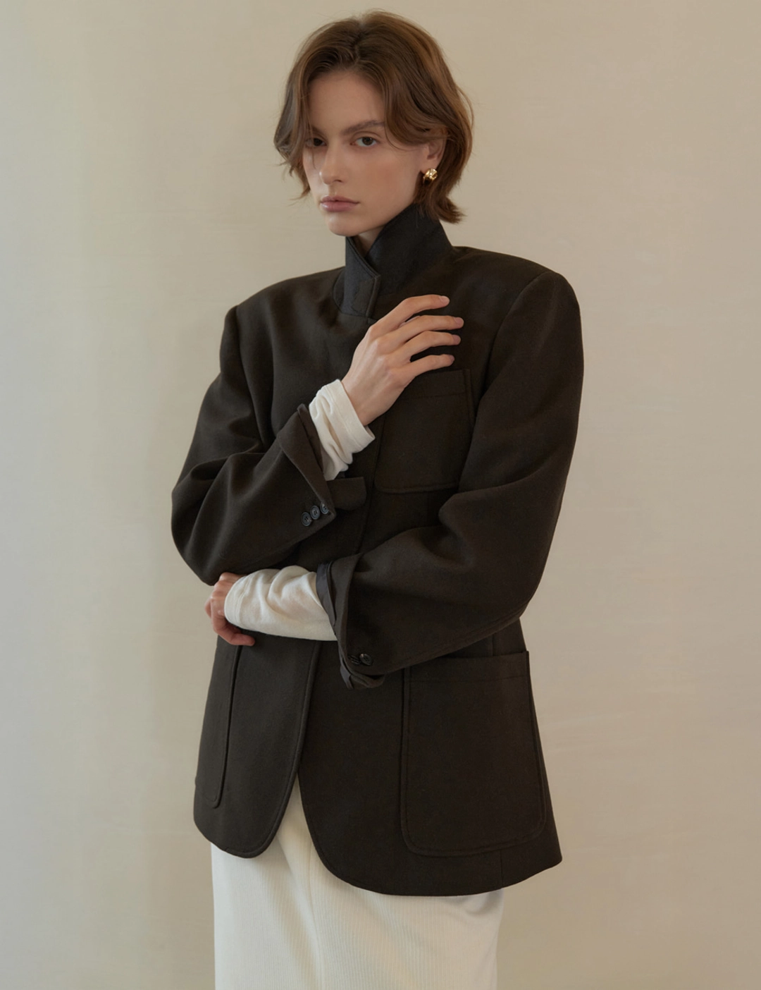 노미나떼 Forte Wool Tailored Jacket (Dark Brown) 상품 이미지 3