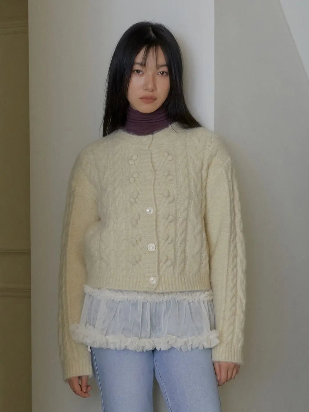 마가린핑거스 POM POM TWIST CARDIGAN (YELLOW) 상품 이미지 2