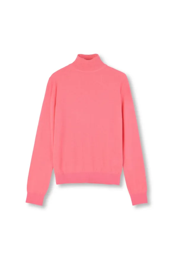 W Merino Wool Turtle Neck Knit, Pink