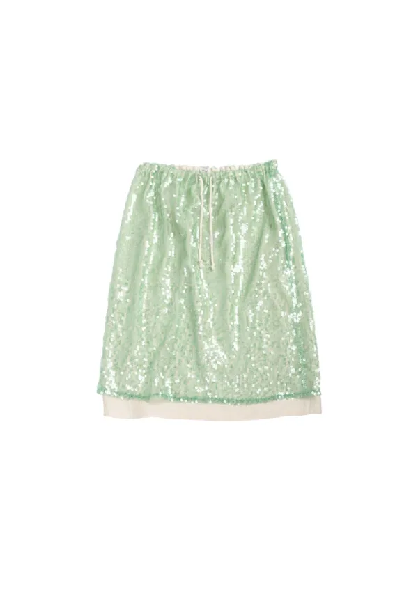 [2차 리오더 / 5월 28일이후 순차배송] Mused Sequin Layered Skirt - Green