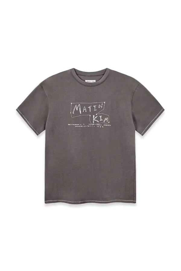 DOODLE LOGO GRAPHIC TOP IN CHARCOAL