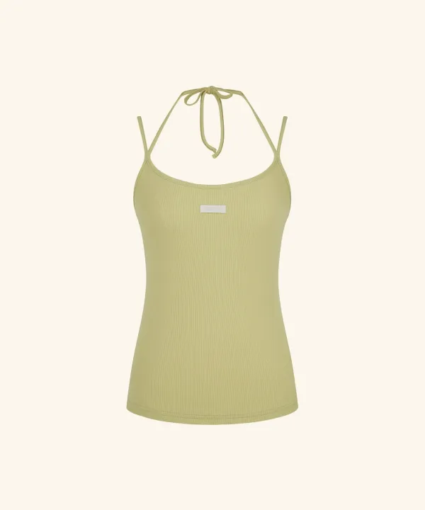Letters Halterneck Strap Top (Olive)