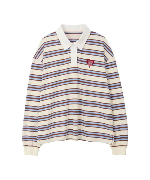 Union Stripe Collar Tee-Sky Blue