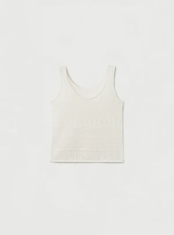 SOFT LACE KNIT SLEEVELESS - IVORY