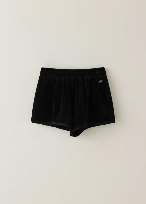 T/T Sleek velvet half pants (black)