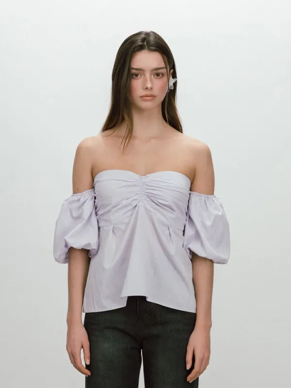 PUFF SHIRRING BLOUSE / PURPLE