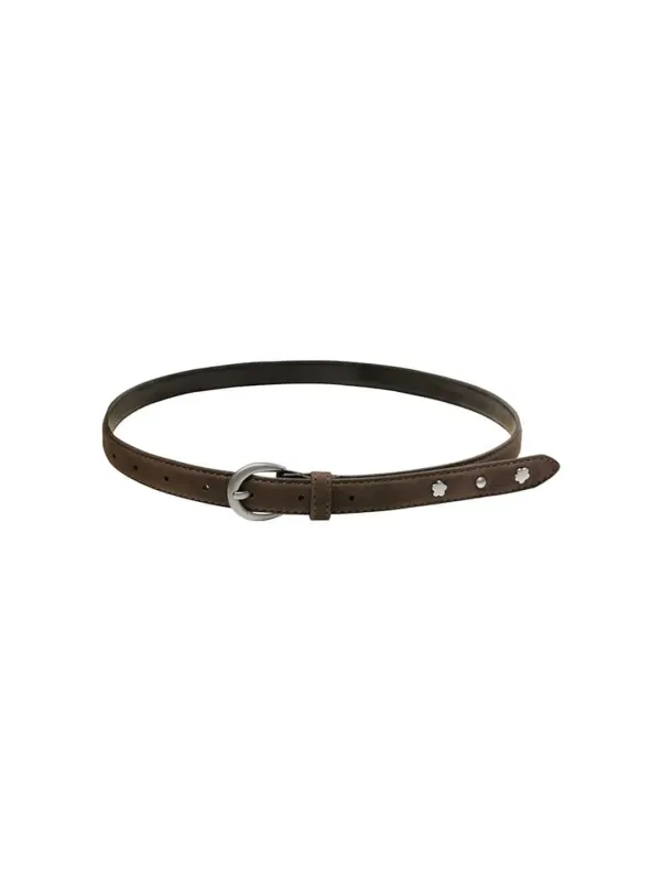 RIVET LEATHER BELT (BROWN)