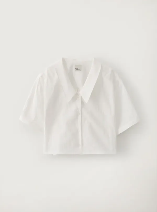 피그먼트 쇼트 블라우스_White