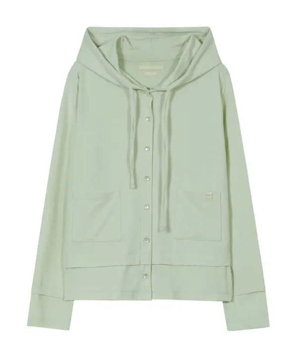 Layered Button Hoodie [Light Green]