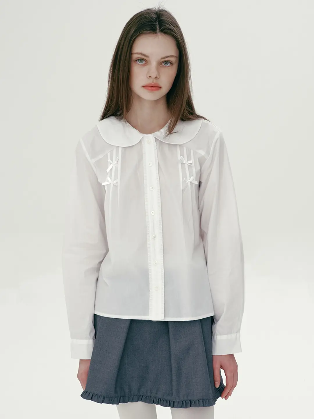 마가린핑거스 RIBBON PINTUCK BLOUSE (WHITE) 상품 이미지 2