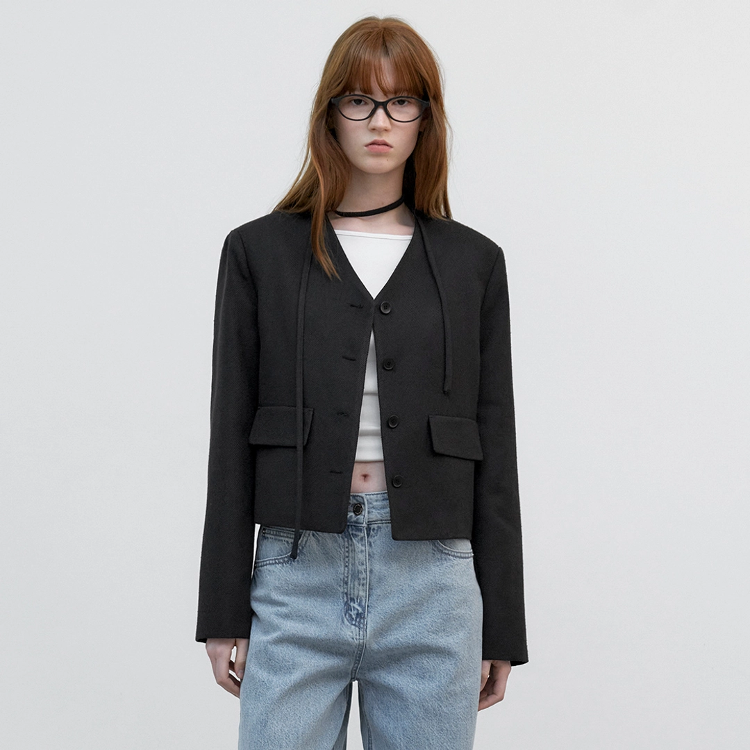아뜰리에 나인 (JK-3044)STRING V-NECK TWEED JACKET 상품 이미지 1