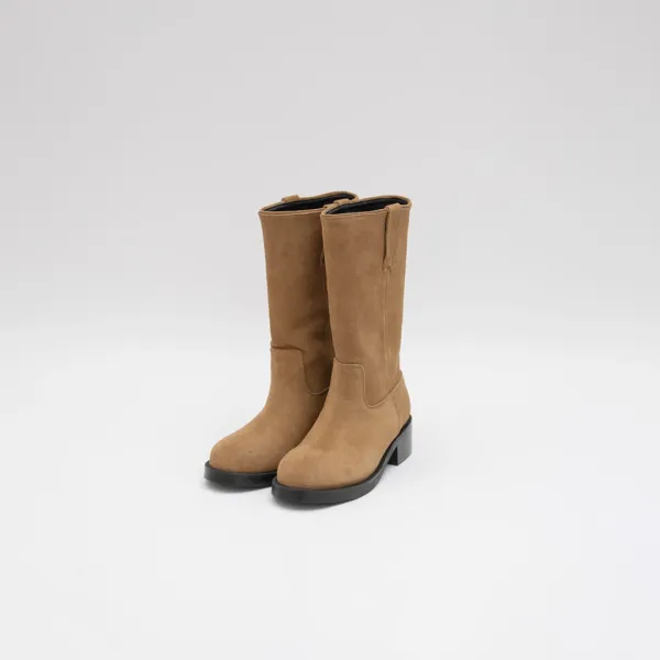 (Z-SH-3471)COW SUEDE MIDDLE BOOTS