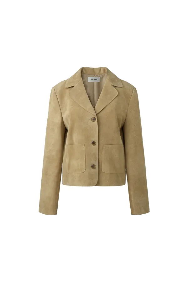 CLASSIC FIT REAL SUEDE JACKET [BEIGE]