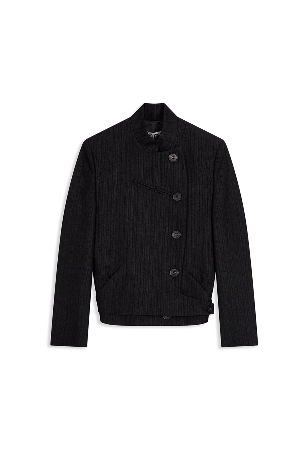 오픈와이와이 STRIPE DOUBLE-BREASTED BLAZER, BLACK 상품 이미지 1
