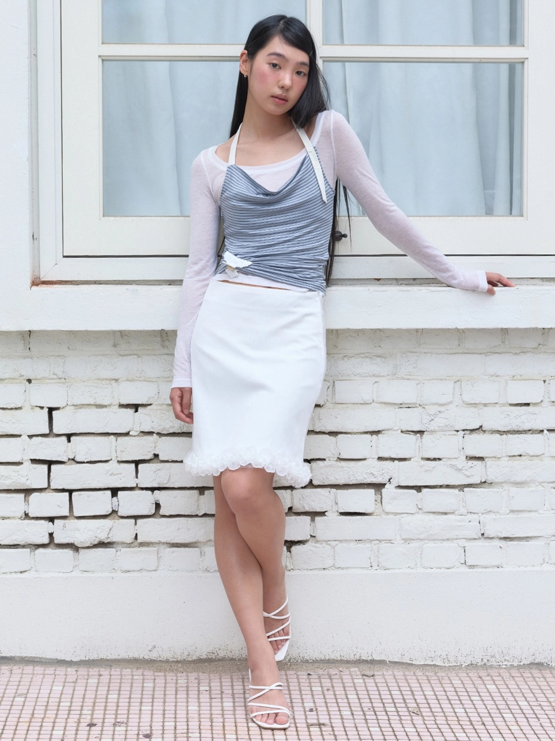 마가린핑거스 DOUBLE LAYER LACE SKIRT (WHITE) 상품 이미지 2