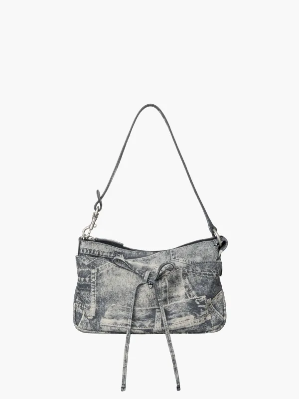 RIBBON POCHETTE_light grey printed suede