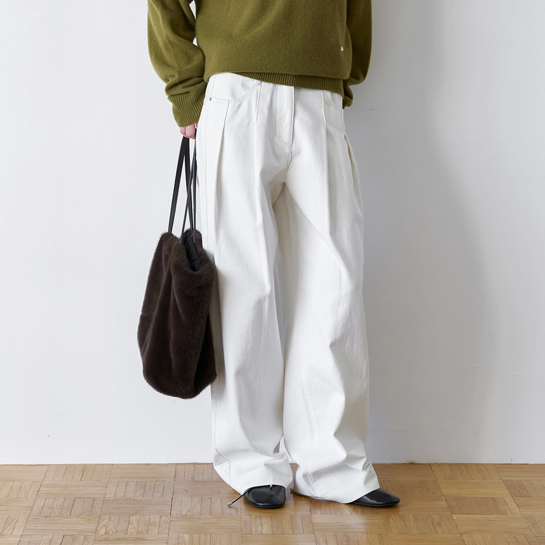 아뜰리에 나인 (PT-5831)WARM TWO TUCK WIDE DENIM PANTS 상품 이미지 2