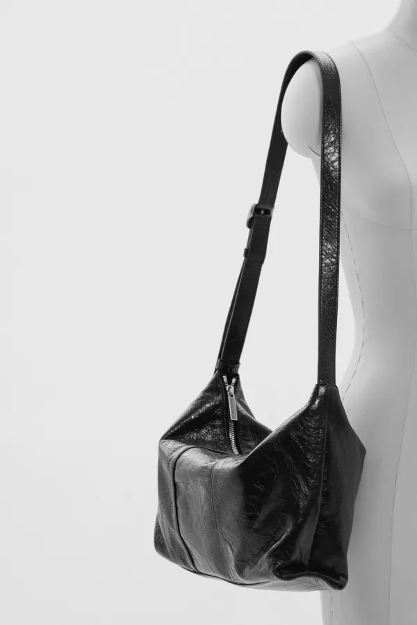 32185_Crinkled Leather Hobo Bag
