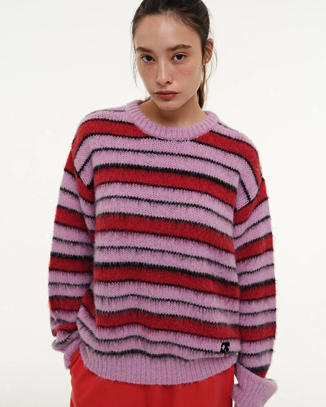 센토르 CR EMBLEM HAIRY STRIPE PULLOVER KNIT_PINK 상품 이미지 2