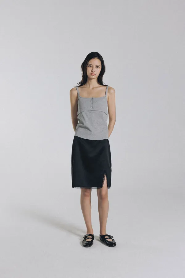 Fleur lace midi skirt (black)