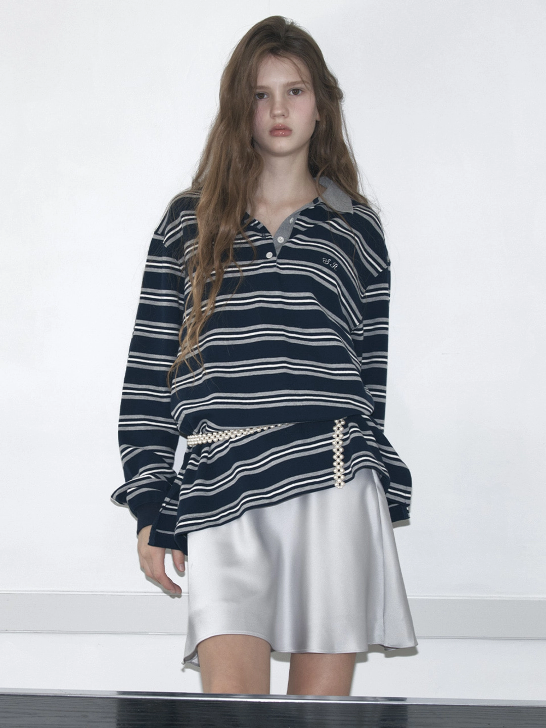 쏘이르 BELLA PK T-SHIRT - NAVY 상품 이미지 2